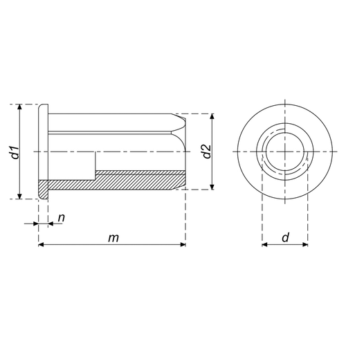 RIVET NUT FULL HEX FLAT HEAD 2 RIVET NUT FULL HEX FLAT HEAD 2